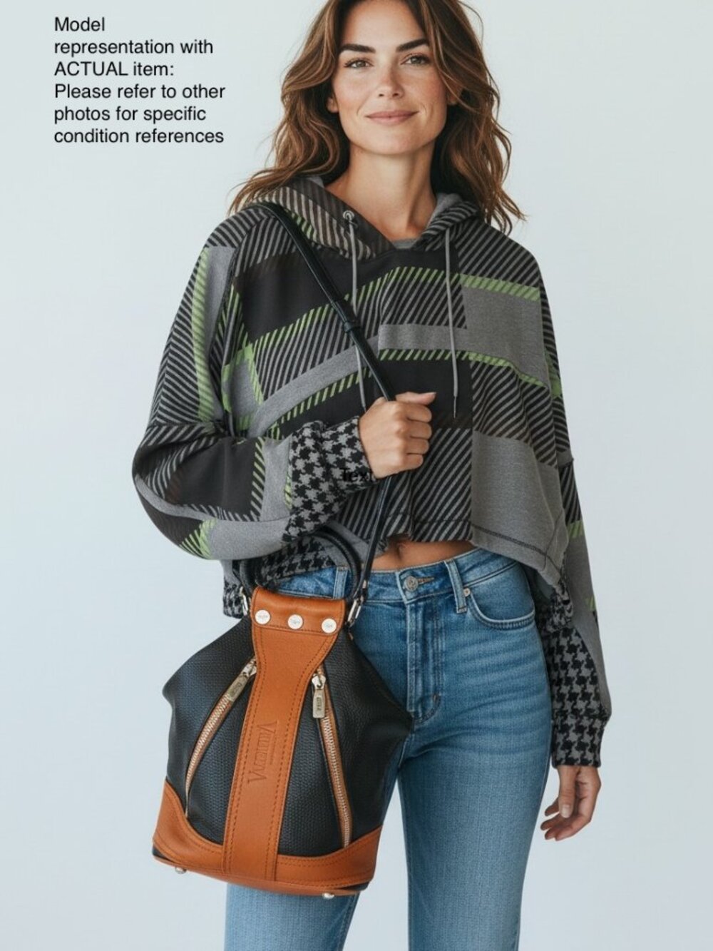 Adidas x Ivy Park Halls of Ivy Plaid Stripe Hoodie Shrug S